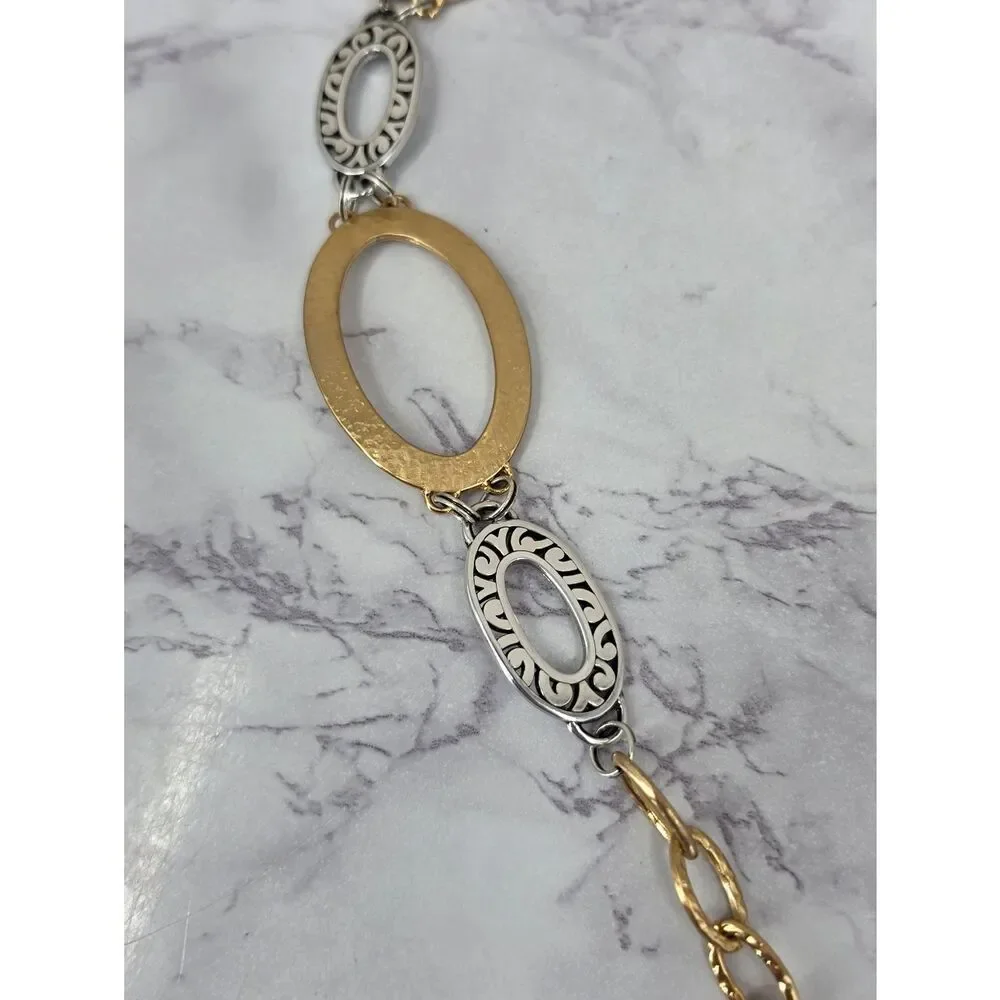 Brighton Vintage Gold and Silver Toned Oval Chain Waist Belt